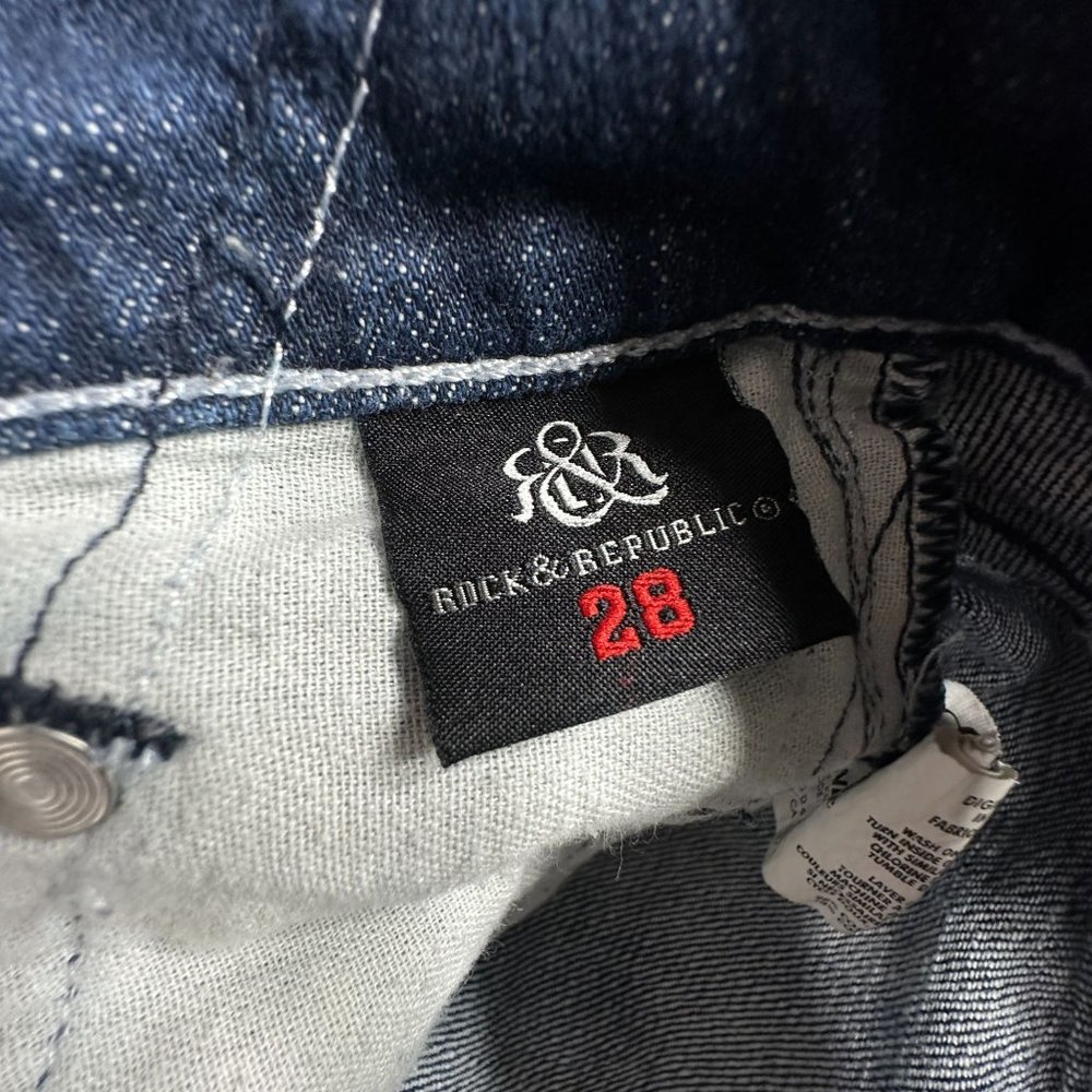 Rock & Republic Women's Blue Jeans Size 28 Kasandra Style Tie‎ Detail on Legs - Picture 5 of 8